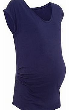 Maternity Blue Roll Sleeve T-Shirt 3104748