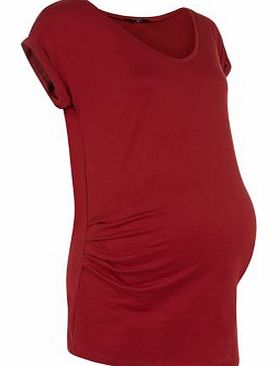 Maternity Dark Red Plain T-Shirt 3232349