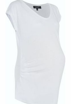 Maternity White 1/2 Sleeve Scoop Neck T-Shirt