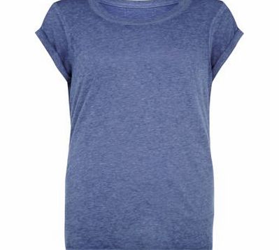 Navy Burnout Roll Sleeve T-Shirt 3018132
