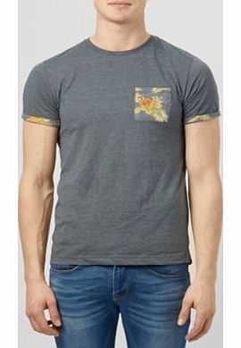 Navy Floral Print Pocket T-Shirt 3119139