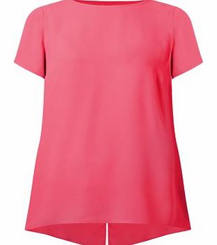 Neon Pink Longline Split Back T-Shirt 3302941