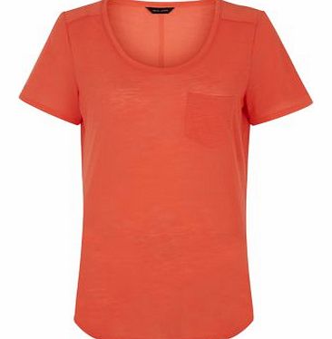 New Look Orange Pocket Front T-Shirt 3310334