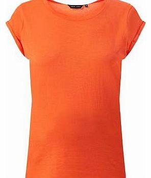 New Look Orange Roll Sleeve Plain T-Shirt 3166901