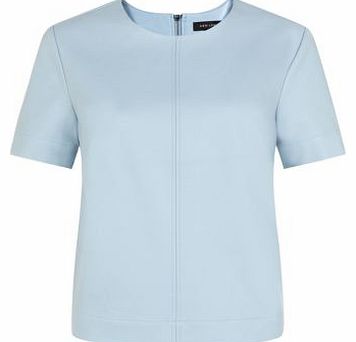 Pale Blue Leather-Look T-Shirt 3212692