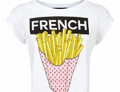 Petite White French Fries Print T-Shirt 3244592