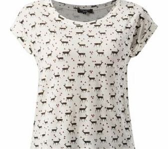 Petite White Stag Print T-Shirt 3251553