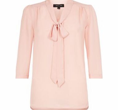 New Look Pink 3/4 Sleeve Pussybow Blouse 3037298