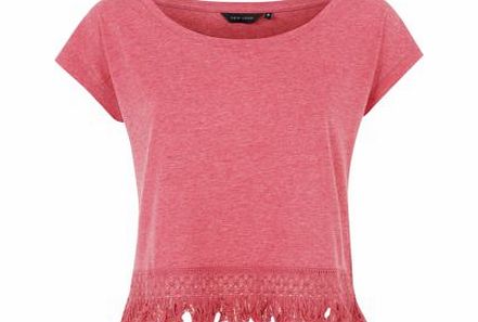 Pink Fringe Hem T-Shirt 3163207