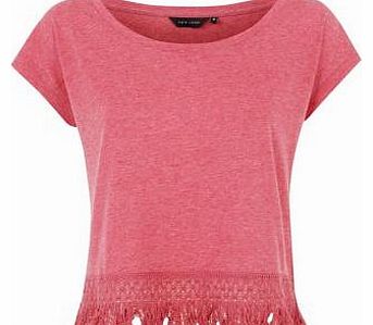 Pink Fringe Hem T-Shirt 3163209