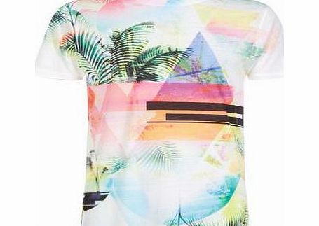 New Look Pink Neon Palm Print T-Shirt 3199337