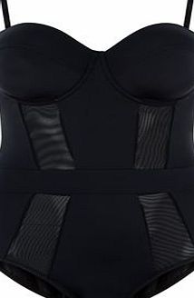 New Look Plus Size Black Mesh Panel Swimsuit 3358295