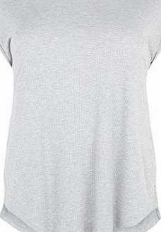Plus Size Grey Ribbed Side Split T-Shirt 3415958