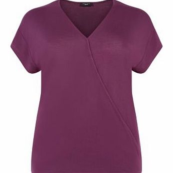 Purple Crepe Wrap Front T-Shirt 3245595