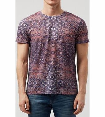Purple Floral Tile Print T-Shirt 3355540