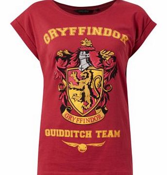 New Look Red Gryffindor Rolled Sleeve T-Shirt 3246138
