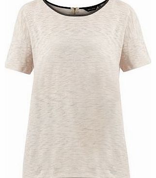 Shell Pink Leather-Look Trim T-Shirt 3191346