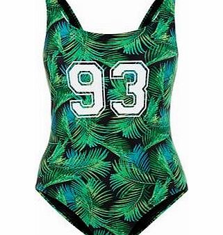 New Look Teens Green Palm Tree Print 93 Swimsuit 3284301