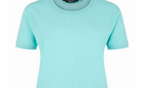 Teens Light Blue Crepe Ribbed Neck T-Shirt 3266343