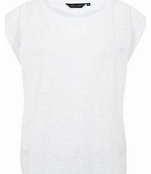 White Burnout Roll Sleeve T-Shirt 3099570