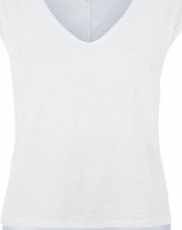 White V Neck Split Side T-Shirt 3418336