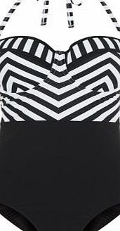 New Look White Zig Zag Stripe Halter Neck Swimsuit 3348043
