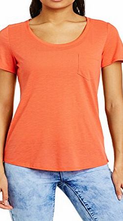 New Look Womens Easy Seam Pocket Short Sleeve T-Shirt, Burnt Orange, Size 14