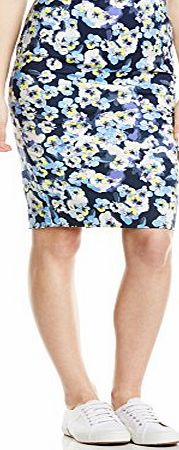 New Look Womens Penelope Pansy Print Pencil Skirt, Blue Pattern, Size 12