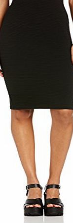 New Look Womens Textured Pencil Midi Skirt, Black, Size 10