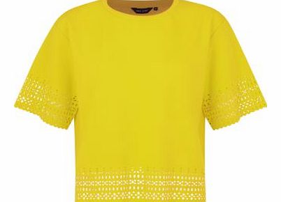 Yellow Laser Cut Out Trim Boxy T-Shirt 3249595