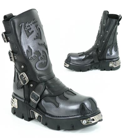 New Rock Boots - 600 - Black/Silver