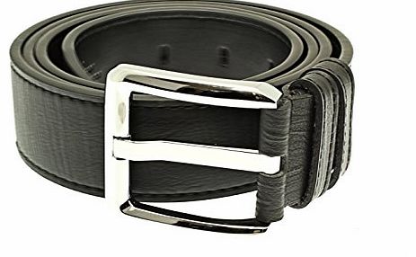 NG Mens Quality Black Leather Belt In Gift Box - Fits Waist Approx 92 - 97 cm (36 - 38 inch).