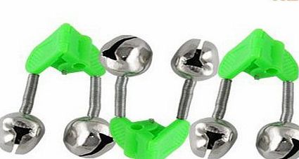 niceEshop (TM) 10 PCS Packaged x Green Fishing Rod Alarm Dual Alert Bells Fishing Pole Bite Alarm Bells