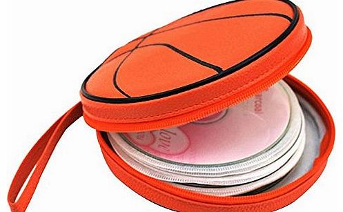 (TM) Creative Basketball Shape PU Leather CD DVD Storage Case Bag,Orange+Free niceEshop Cable Tie