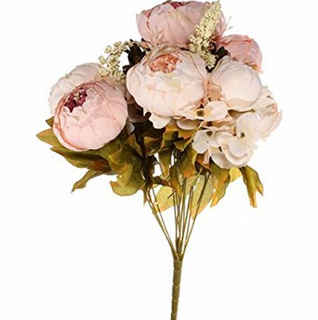 niceEshop (TM) European Style 1 Bouquets Artificial Peony Silk Flowers Home Wedding Decoration,Light Pink