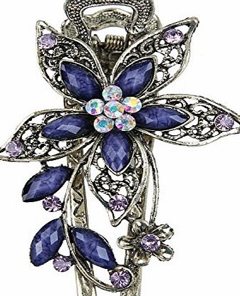 niceEshop (TM) Vintage Jewelry Beautiful Charm Flower Crystal Rhinestone Hair Clips Hair Pins-Antique Bronze