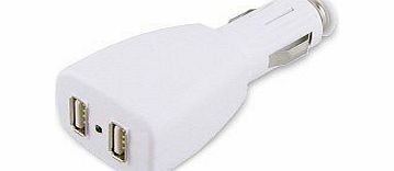 niceEshop TM) 2-Port USB Car Cigarette Lighter Adapter Dual Plug for Ipod Mp3 Players , Cell Phone - Color White