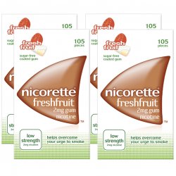 Nicorette 2mg Fresh Fruit Gum Four Pack (4 x 105