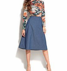 NIFE Chambray quilted high-waist midi skirt
