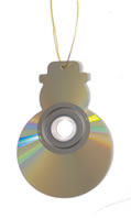 Christmas Tree Decoration - recycled CD Snowman