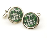 Nigel`s Eco Store Round Recycled Circuit Board Cufflinks - silver