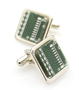 Nigel`s Eco Store Square Recycled Circuit Board Cufflinks - silver