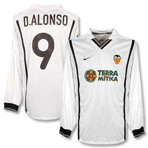 Nike 00-01 Valencia H L/S Shirt - Players   D. Alonso No. 9   LFP Patch