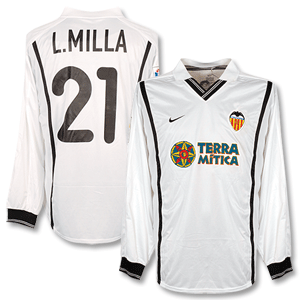 Nike 00-01 Valencia H L/S Shirt - Players   L. Milla No. 21   LFP Patch