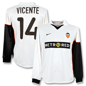 Nike 01-02 Valencia Home L/S Shirt   Vincente No. 14 - Players