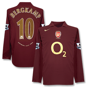 05-06 Arsenal Home L/S Shirt + Bergkamp No.10 + P/L Patches