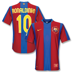 Nike 07-08 Barcelona Nou Camp 50 Home shirt   Ronaldinho Nr.10