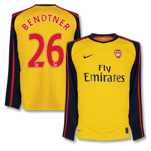 08-09 Arsenal Away L/S Shirt + Bendtner 26