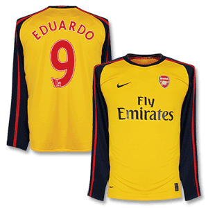08-09 Arsenal Away L/S Shirt + Eduardo 9