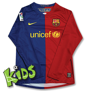 Nike 08-09 Barcelona Home L/S Shirt - Boys